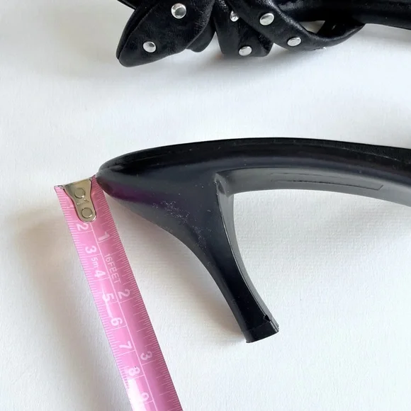 A. Giannetti Studded Black Leather Sandal Heels - Picture 7 of 7